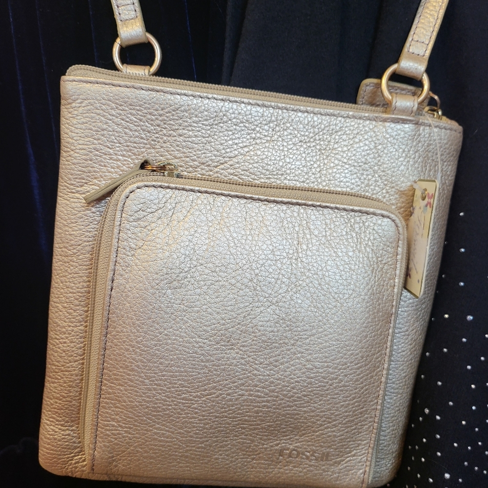 Fossil gold crossbody wallet/bag